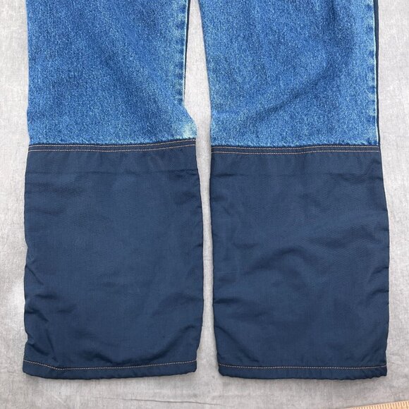 Game Winner Sportswear Brush Jeans Men 38W x 32L Blue Nylon Faced Fish Hunt VTG - Picture 2 of 13